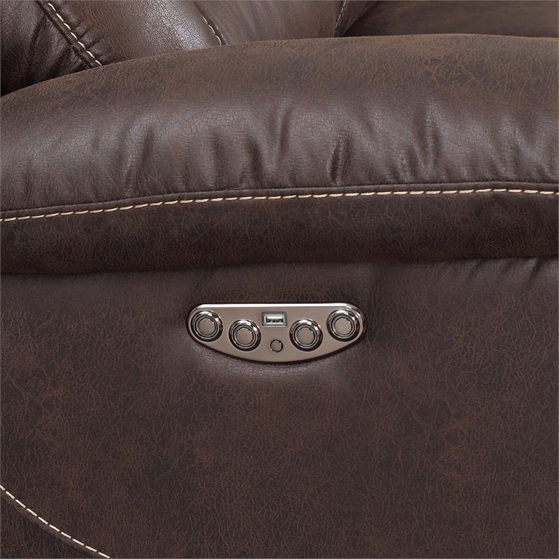 Pemberly Row Transitional Saddle Brown 3-Piece Reclining Sectional