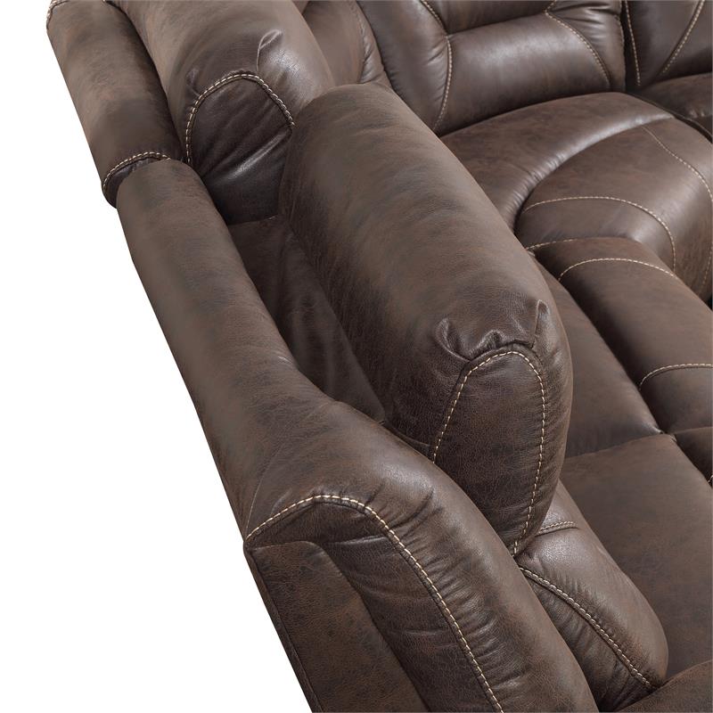 Pemberly Row Transitional Saddle Brown 3-Piece Reclining Sectional
