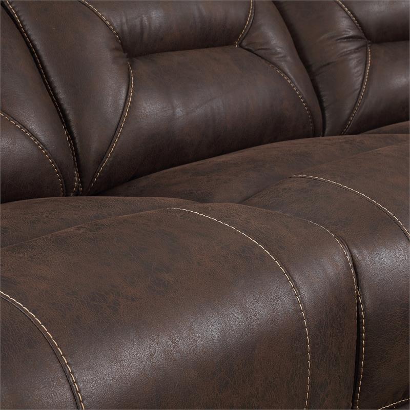 Pemberly Row Transitional Saddle Brown 3-Piece Reclining Sectional