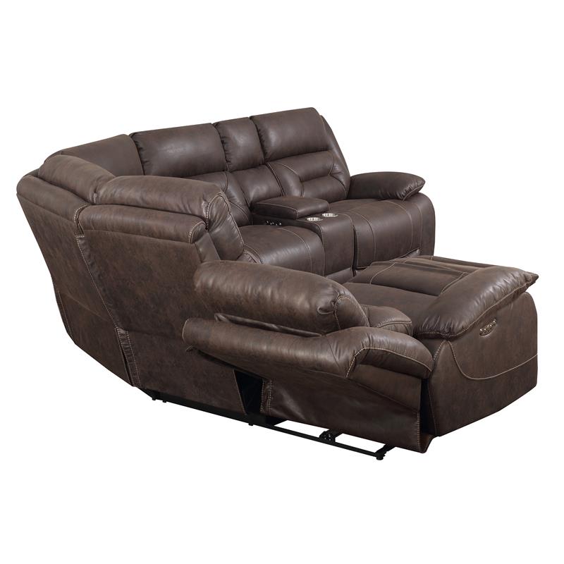 Pemberly Row Transitional Saddle Brown 3-Piece Reclining Sectional