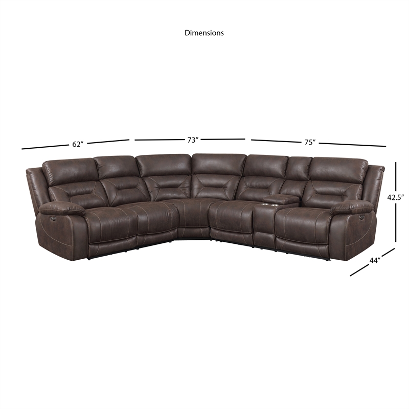 Pemberly Row Transitional Saddle Brown 3-Piece Reclining Sectional