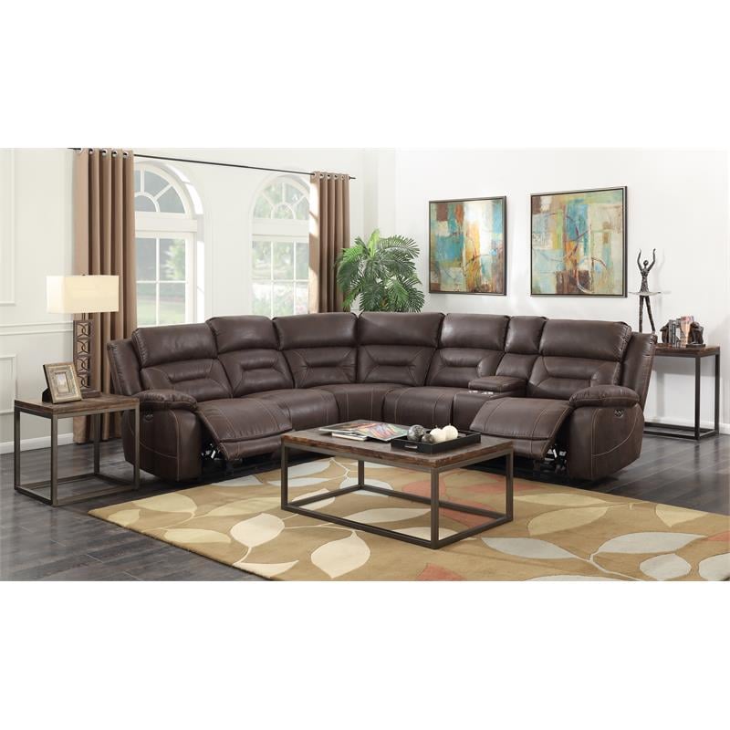 Pemberly Row Transitional Saddle Brown 3-Piece Reclining Sectional