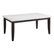 Pemberly Row Rectangular Dark Cherry and White Marble Top Dining Table