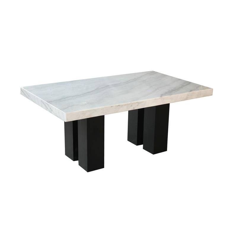 Pemberly Row Contemporary White Marble Rectangle Dining Table