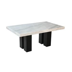 Pemberly Row Contemporary White Marble Rectangle Dining Table