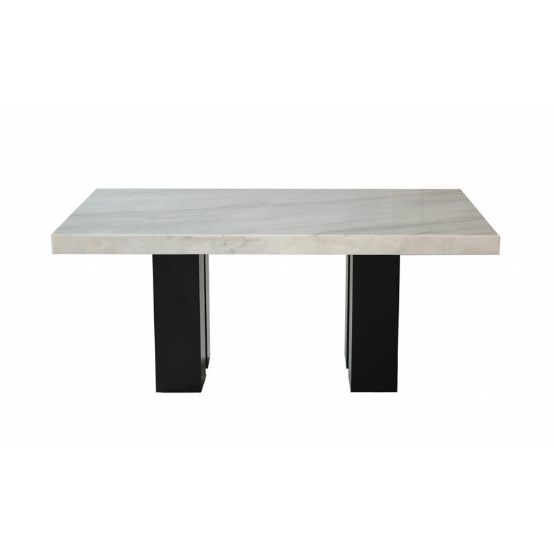 Pemberly Row Contemporary White Marble Rectangle Dining Table