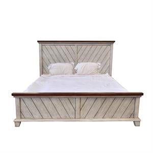 Pemberly Row Farmhouse / Country Rustic Ivory King Panel Bed