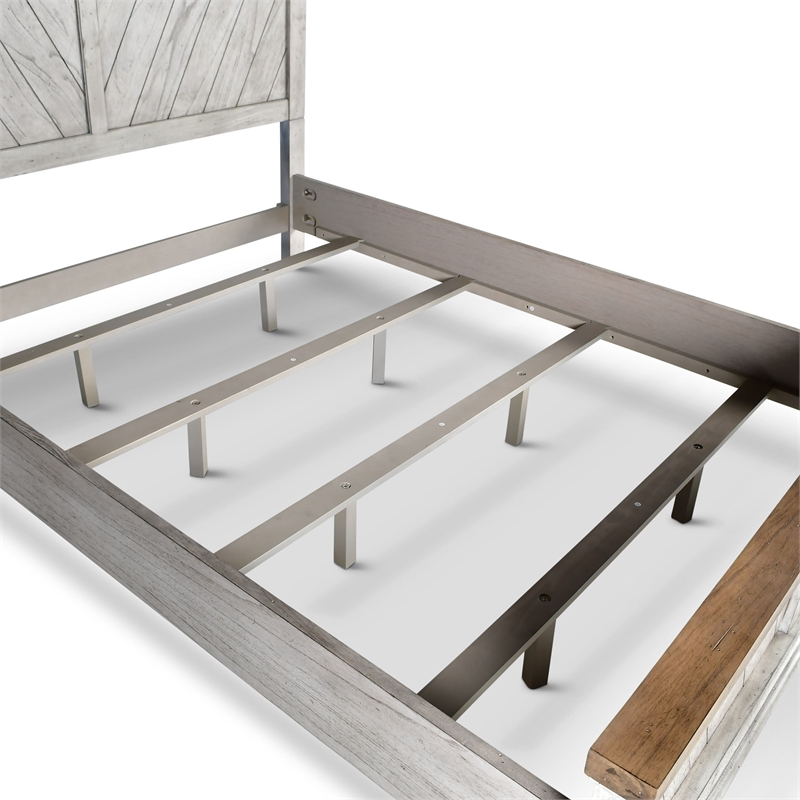 Pemberly Row Farmhouse / Country Rustic Ivory King Panel Bed