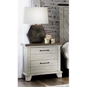 Pemberly Row Rustic Ivory Wooden Two Drawer Nightstand White