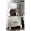 Pemberly Row Rustic Ivory Wooden Two Drawer Nightstand White