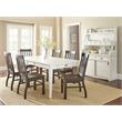 Pemberly Row Antique White 7-Piece Dining Set with Dark Oak Chairs