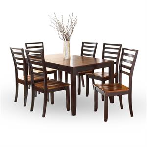 Pemberly Row 7-piece 60&quot Rectangle Dining Set with Extension Leaf in Cherry