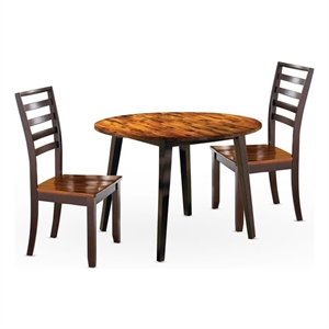 Pemberly Row 3-piece 42&quot Round Dining Set with Drop Leaves in Cordovan Cherry