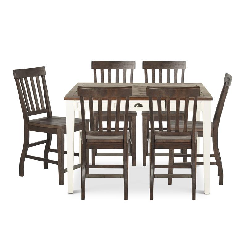 Pemberly Row 7-Piece Counter Height Dining Set with Dark Oak Chairs