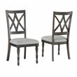 Pemberly Row Transitional Gray Upholstered Seat Side Chair in Brown