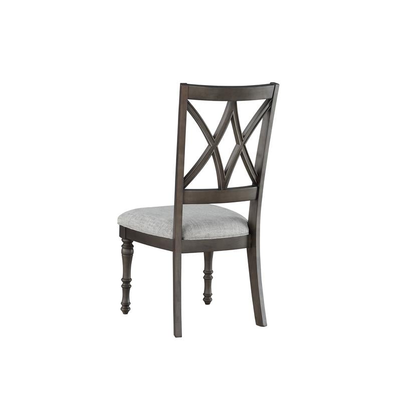 Pemberly Row Transitional Gray Upholstered Seat Side Chair in Brown