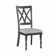 Pemberly Row Transitional Gray Upholstered Seat Side Chair in Brown