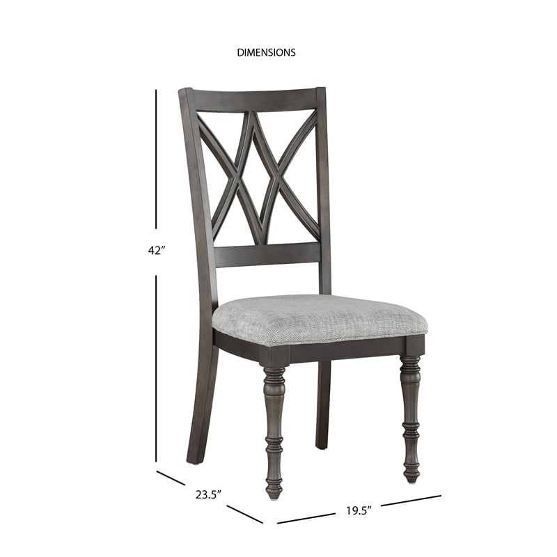 Pemberly Row Transitional Gray Upholstered Seat Side Chair in Brown