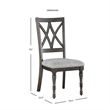 Pemberly Row Transitional Gray Upholstered Seat Side Chair in Brown