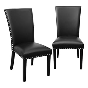 Pemberly Row 18&quot Dining Chair in Ebony Wood-Black Vinyl Seat