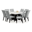 Pemberly Row Marble Top Square 9-Piece Dining Set with Silver Chairs