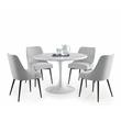 Pemberly Row White Marquina Marble 5-Piece Dining Set with Stone Chairs