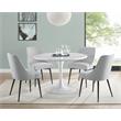Pemberly Row White Marquina Marble 5-Piece Dining Set with Stone Chairs