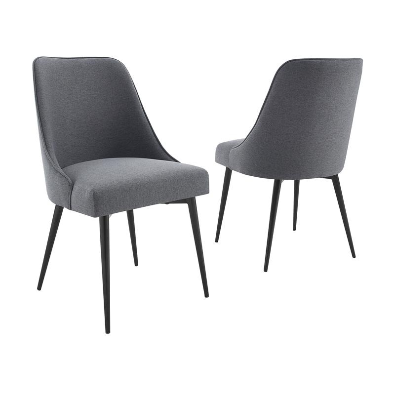 Pemberly Row Black Marquina Marble 5-Piece Dining Set with Charcoal Chairs