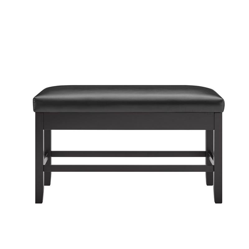 Pemberly Row Ebony Faux Leather Counter Height Storage Bench