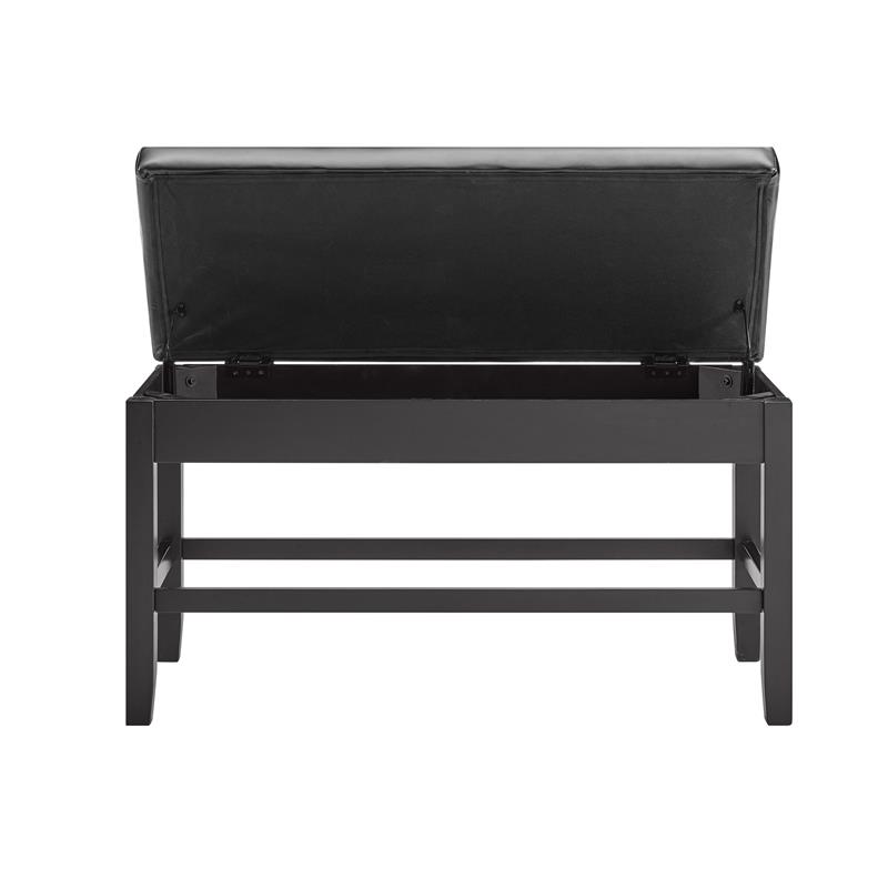 Pemberly Row Ebony Faux Leather Counter Height Storage Bench
