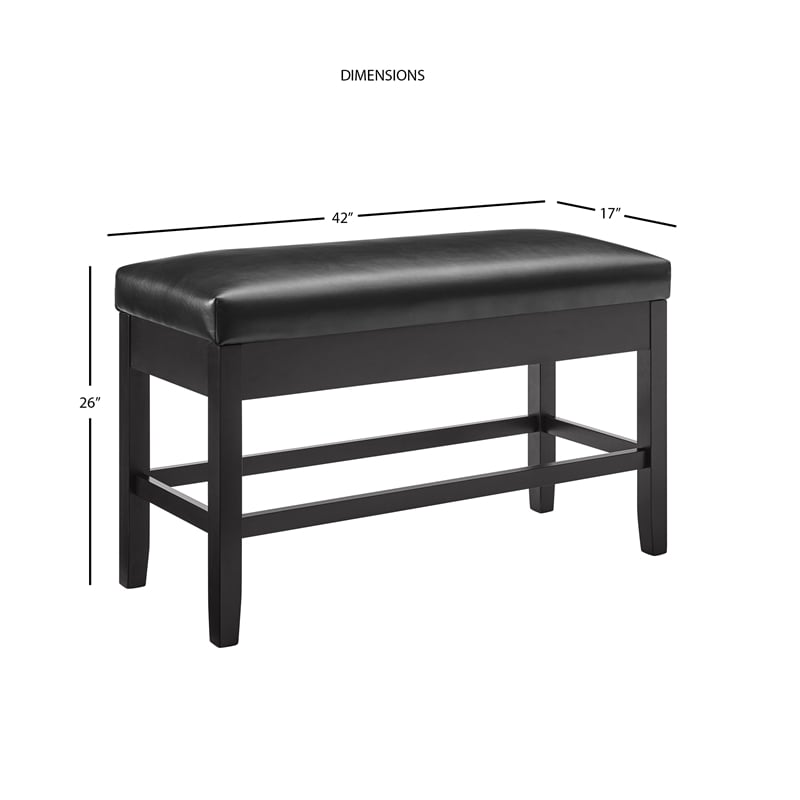 Pemberly Row Ebony Faux Leather Counter Height Storage Bench