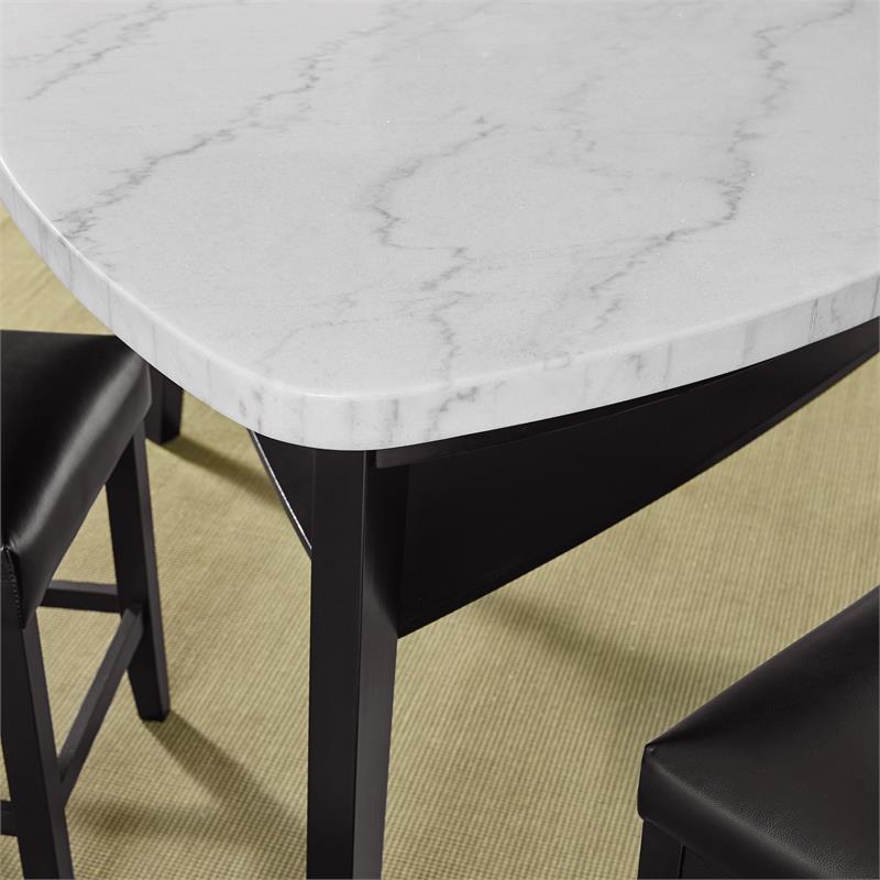 Pemberly Row Contemporary White Marble Top Counter Height Table