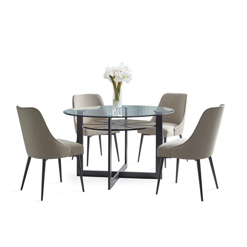 Pemberly Row Contemporary Medium Brown Metal Base Dining Table