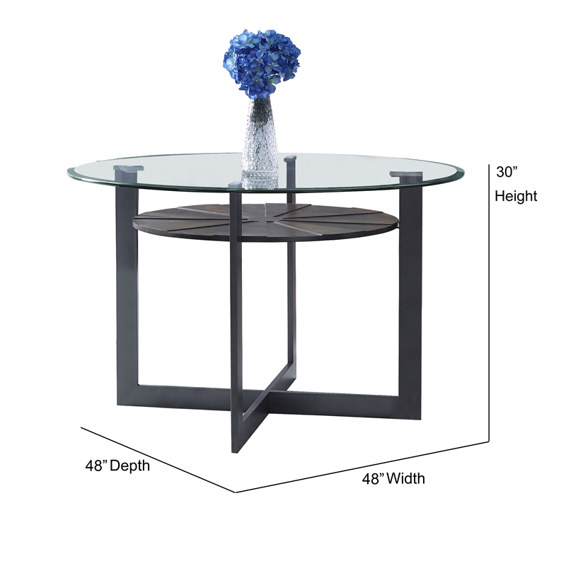 Pemberly Row Contemporary Medium Brown Metal Base Dining Table