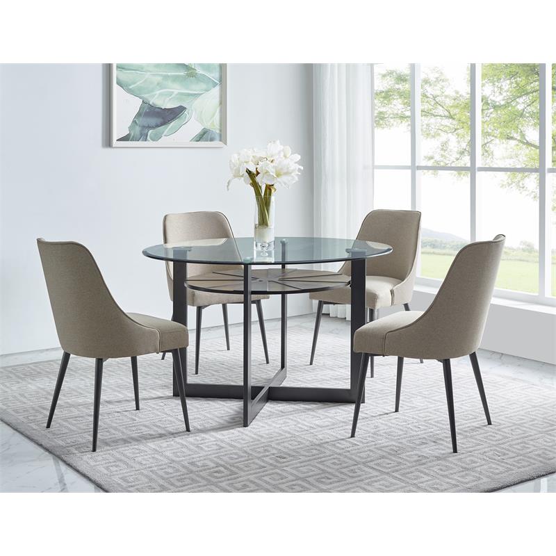 Pemberly Row Contemporary Medium Brown Metal Base Dining Table