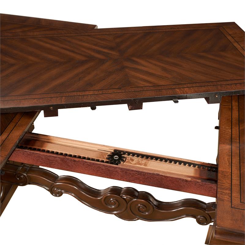Pemberly Row Wood Traditional Warm Pecan Finish Dining Table