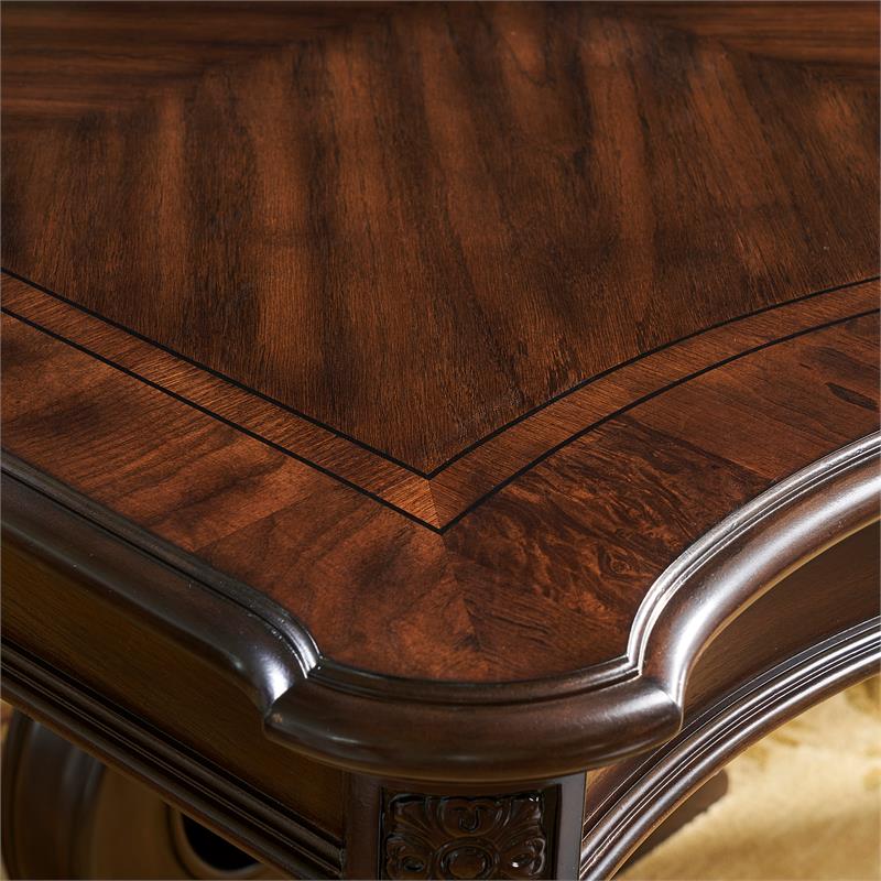 Pemberly Row Wood Traditional Warm Pecan Finish Dining Table