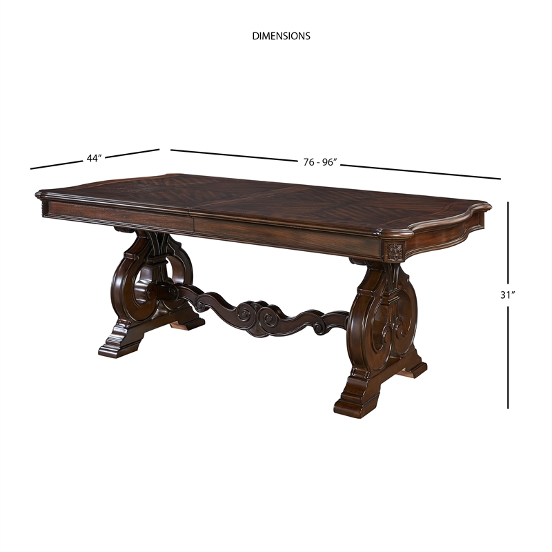 Pemberly Row Wood Traditional Warm Pecan Finish Dining Table