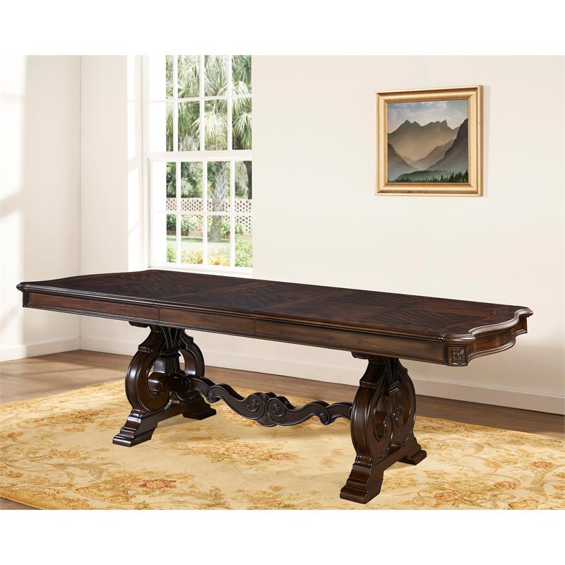 Pemberly Row Wood Traditional Warm Pecan Finish Dining Table