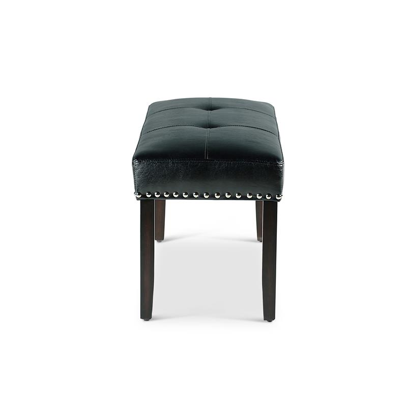 Pemberly Row Modern Transitional Ebony Faux Leather Dining Bench