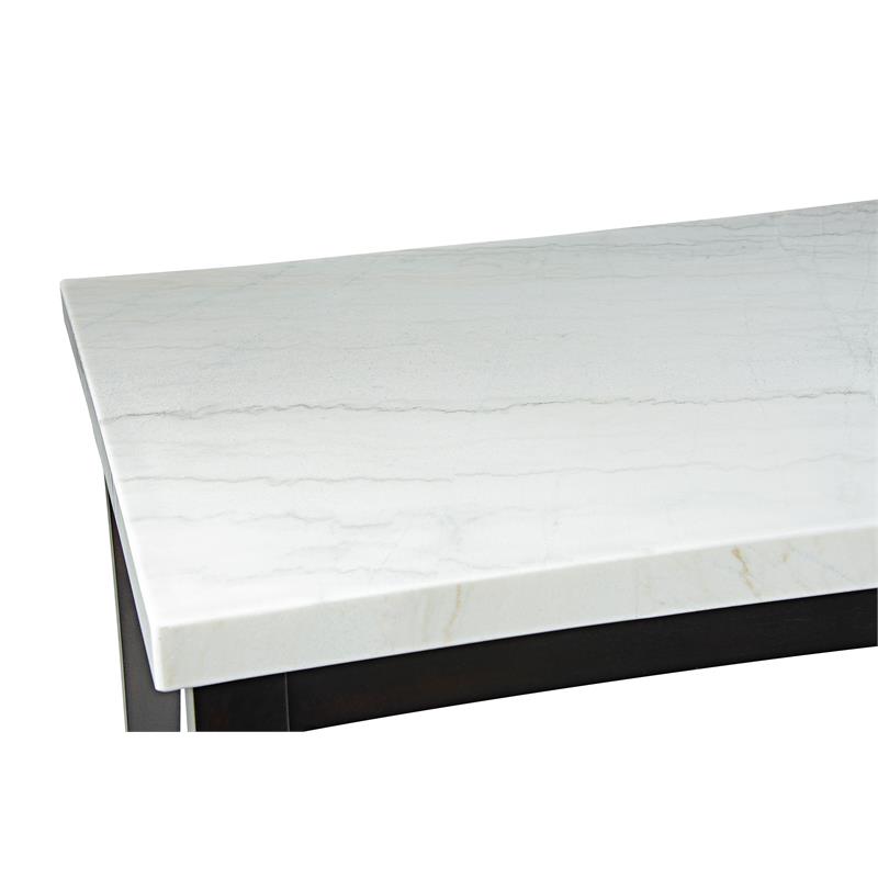 Pemberly Row White Marble Top Dining Table with Ebony black base