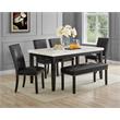 Pemberly Row White Marble Top Dining Table with Ebony black base