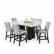 Pemberly Row Marble Top Rectangular 7-Piece Counter Height Dining Set - Silver