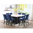 Pemberly Row Marble Top Square 9-Piece Counter Height Dining Set Blue Velvet
