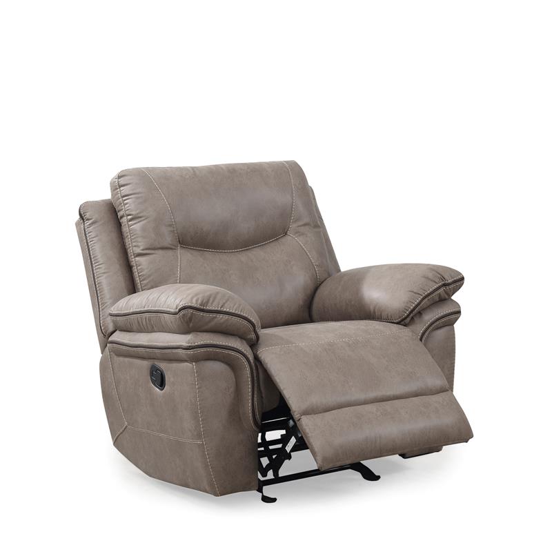 Pemberly Row Transitional Sand Vinyl Upholstered Recliner Chair