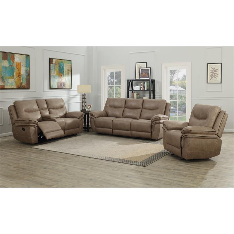 Pemberly Row Transitional Sand Vinyl Upholstered Recliner Chair