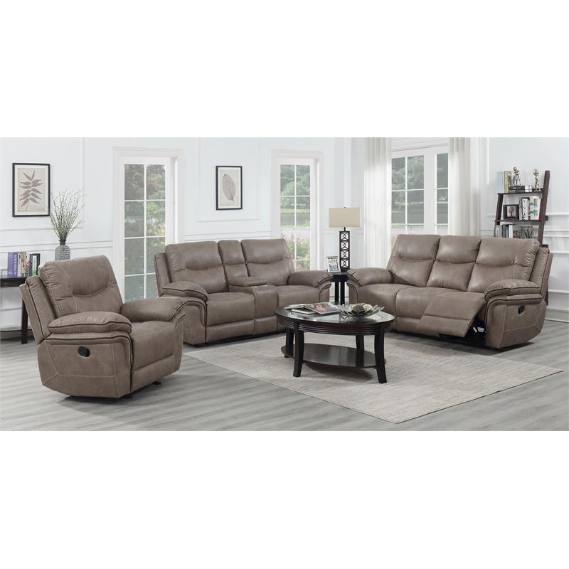 Pemberly Row Transitional Sand Vinyl Upholstered Recliner Chair