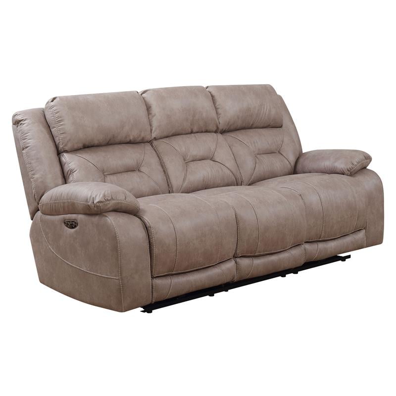 Pemberly Row Polyester Fabric Upholstered Power Recliner Sofa - Desert Sand