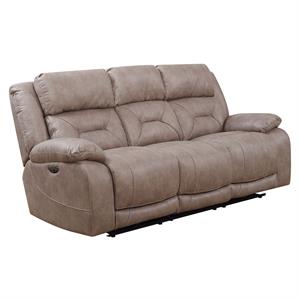 Pemberly Row Polyester Fabric Upholstered Power Recliner Sofa - Desert Sand