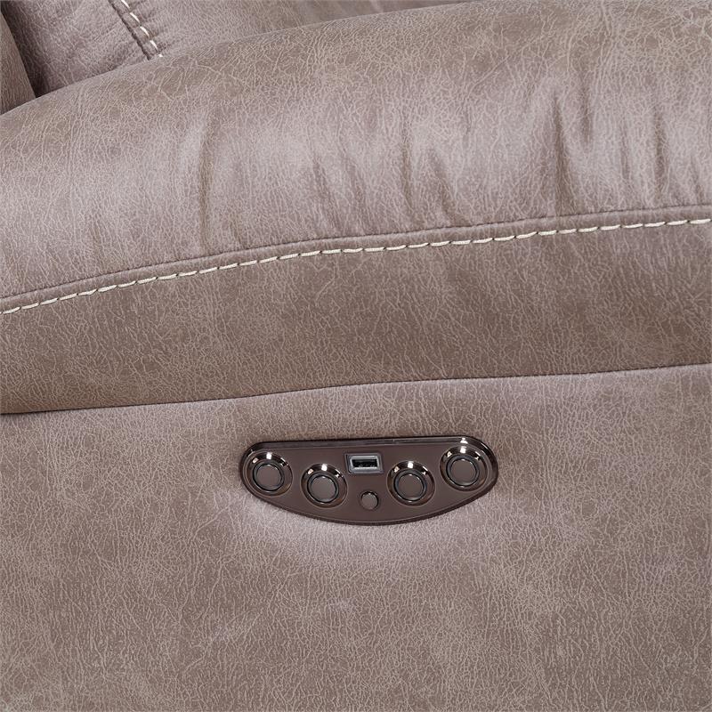 Pemberly Row Polyester Fabric Upholstered Power Recliner Sofa - Desert Sand